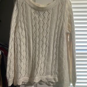 Loft Cream Boatneck Knit Sweater